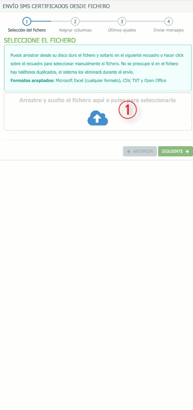 Panel envio SMS Certificado